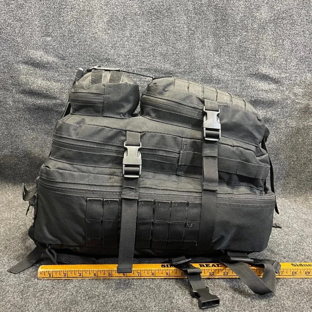 Tactical Series Mens OS Black Backpack MOLLE Military Style 4-Pocket Rugged